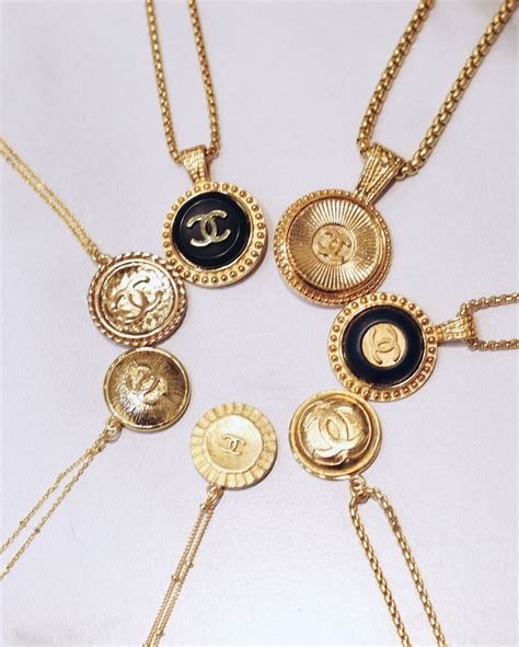 jewelry made from vintage chanel buttons|Vintage Chanel button jewelry.